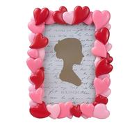 Bicuzat 3D Embossed Red Pink Heart Pattern Resin Card Frame Photo Photo Display Frame Picture Frame for Desktop Table Top Display for Lover Valentine, 4 by 6 Inches