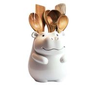 Bicuzat Ceramic Cartoon Animal Pattern Kitchen Utensil Holder, Large Cooking Utensil Crocks for Kitchen Countertop, Cartoon Style Utensil Organizer for Spatula, Kitchen, Home Decoration-Hippo