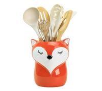 Bicuzat Ceramic Fox Cartoon Animal Pattern Kitchen Utensil Holder, Large Cooking Utensil Crocks for Kitchen Countertop, Cartoon Style Utensil Organizer