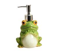 Bicuzat Ceramic Frog Soap Dispenser, Refillable Lotion Bottle, Animal Pattern Hand Soap Dispenser with Plastic Pump