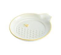 Bicuzat Ceramic Spoon Rest for Stove Top Kitchen Counter Dining Table Farmhouse Coffee Spoon Rest Spoon Holder Kitchen Decoration-Honeycomb and Bee Pattern-5 Inch