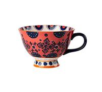 Bicuzat Hand-Painted Floral Pattern Large Capacity Ceramic Coffee Mug Jumbo Mug Tea Milk Cereal Mug Breakfast Cup for Home Kitchen 14oz