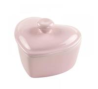 Bicuzat Heart-Shaped Dessert Bowl with Lid Ceramic Baking Bowl Rice Bowl-5 OZ-Pink