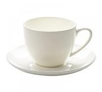 Bicuzat Pure White Fine Bone China Cup and Saucer Set, 8 Oz Cappuccino Coffee Cup Saucer Set