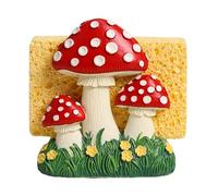 Bicuzat Resin Mushroom and Flower Shape Sponge Holder for Kitchen Sink, Compact Sink Caddy Organizer, Scouring Pad and Dish Sponge Holder