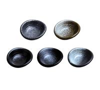 Bicuzat Set of 5 Japanese Vintage Style Ceramic Side Dishes Dipping Bowls Retro Black Seasoning Dishes Soy Dipping Sauce Dishes Set-3.5 Inch