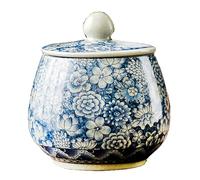 Bicuzat Vintage Animal Pattern Ceramic Portable Airtight Jar, 9 Oz, 3.7 x 4.3 Inches, Blue, Food Jars and Canisters