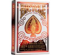 Bicycle 140th Year Anniversary Playing Cards - Special Edition Deck (Red & Gold Foil, Historic 1885 Design)