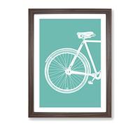 Bicycle Abstract No.1 Teal Modern Framed Wall Art Print, Ready to Hang Picture for Living Room Bedroom Home Office Décor, Walnut A4 (34 x 25 cm)