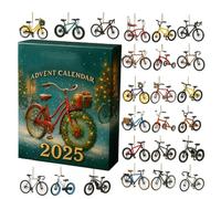 Bicycle Advent Calendar 2025, 24 Days Christmas Countdown Calendar with 2D Acrylic Bicycle Pendant, Christmas Ornament Christmas Calendar for Festival Activities, Holiday Parties