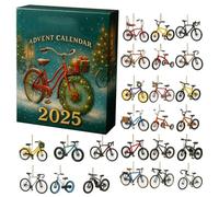 Bicycle Advent Calendars 2025, 24 Day Bicycle Ornaments Christmas Countdown Calendar, Vintage Bike Themed Pendants Advent Calendars, Funny Bicycles Figures Christmas Decorations, for Bike Lovers Gift