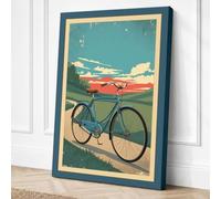 Bicycle and Horizon Vintage Canvas Wall Art Print 36x24 Inch