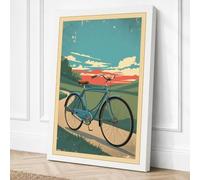 Bicycle and Horizon Vintage Canvas Wall Art Print 36x24 Inch