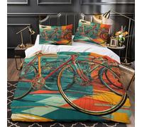 Bicycle art design 3D Print 3 Piece Set Bed Cover Modern graphic style Duvet Cover Microfiber Invisible Zipper Anti-Fungal for Kids Teens Men Women Super king（260x220cm）