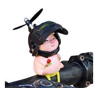 Bicycle bell children bicycle horn bicycle pig with helmet the cute bicycle horn with helmet and propeller pig bicycle for children pig with helmet silicone bike decoration for car bicycle