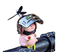 Bicycle bell children bicycle horn bicycle pig with helmet the cute bicycle horn with helmet and propeller pig bicycle for children pig with helmet silicone bike decoration for car bicycle