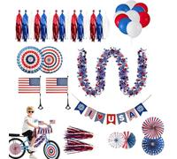 Bicycle Bike Spoke Decorations - Set with Red/White/Blue Flags and Tassels, Bicycle Decoration Set - For Memorial Day, Gathering, Independence Day, Celebration and 4th of July Festival