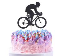 Bicycle Birthday Cake Topper - Black Glitter Bicycle Can DIY Free Combination of Age Birthday Cake Topper, Mountain Bike Sport Theme Party Decorations