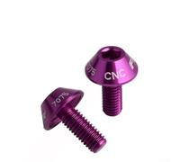 Bicycle bottle cage mounting screws sized M5*12, made from precision CNC machined 7075 aluminum alloy with anodized finish, pack includes 2 screws (Purple)