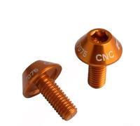 Bicycle bottle cage mounting screws sized M5*12, made from precision CNC machined 7075 aluminum alloy with anodized finish, pack includes 2 screws (Golden)