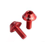 Bicycle bottle cage mounting screws sized M5*12, made from precision CNC machined 7075 aluminum alloy with anodized finish, pack includes 2 screws (Red)