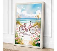 Bicycle by the Seaside Canvas Wall Art Print 36x24 Inch (91 x 61 cm)