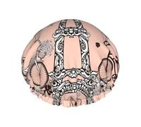 Bicycle Coffee Balloon Multi-Scene And Multi-Purpose Shower Spa Double-Layer Waterproof Shower Cap And Cooking Cap, Suitable For Adults, Children And Men And Women.