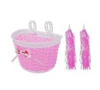 Bicycle Decoration Set Featuring For Streamer Tassels with a Creative For Braided Basket (Pink)