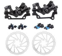 Bicycle Disc Mechanical Brake Calipers with 6-Hole Disc 160 mm Brake Rotors Universal Front Rear Disc Brake Aluminum Alloy Bike Mechanical Disc Brake Front Rear Rotor Brake Caliper F160 R140 F180 R160