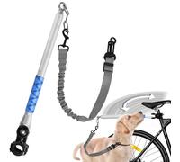 Bicycle Dog Leash For Riding, Hands Free 150° Rotating Built-in Shock Absorber Bike Retractable Leashes For Cycling, Elastic Nylon Adjusted Car Holder Seat Belt Rope (Silver)