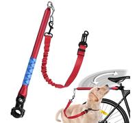 Bicycle Dog Leash for Riding, Hands Free 150° Rotating Built-in Shock Absorber Bike Retractable Leashes for Cycling, Elastic Nylon Adjusted Car Holder Seat Belt Rope (Red)