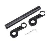 Bicycle Double Handlebar Bracket Extension Mount Holder Bike Light Flashlight Speedometer Space Enriched Black Blue Red 20.2 * 2.22cm 9.5 * 0.85cm 131g (Negro)