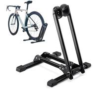 Bicycle Floor Stand, Freestanding Bicycle Holder, Portable Bicycle Stand Floor, Double Pole Is Stable, Foldable, Scratch Resistant Plastic Pad, Bicycle Stand for Mountain Bike Road Bike MTB, Black