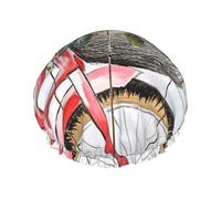 Bicycle Flower Double Waterproof Elastic Band Shower Cap With Frilled Ears Kitchen Oil-Proof Bonnet Can Be Reused