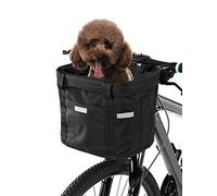 Bicycle Front Basket Removable Waterproof Handlebar Pet Carrier Bag with Top Drawstring Closure and Pocket for Valuables Multi-Purpose Tote Shopping Grocery Use New Mounting System