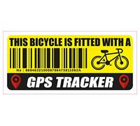 Bicycle GPS Tracker Warning Stickers, Self-Adhesive, 8.5 x 4 cm, High Visibility Yellow Design, Pack of 2