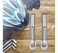 Bicycle Handlebar Extension Handle Bar Extenders for Bicycles Ends Grips Extender Upright End Bike Mountain Extensions Riser Accessories with Light Straight Cushion Horn Long (Silver)