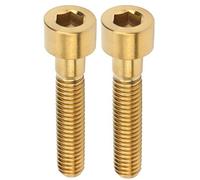 Bicycle Handlebar Stem Bolts Titanium Alloy M6x30mm High Strength Rust Proof Reusable Hexagon Head Screws for Mountain Road Bike Bicycle Stem Parts 2pcs (Gold)