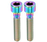 Bicycle Handlebar Stem Bolts Titanium Alloy M6x30mm High Strength Rust Proof Reusable Hexagon Head Screws for Mountain Road Bike Bicycle Stem Parts 2pcs (Multicolor)