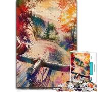Bicycle Handlebars Colorful Forest Road Jigsaw Puzzle, 1000 Pieces | Adult Puzzle - defined colour areas for easier piece sorting on quiet evenings.