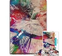 Bicycle Handlebars Colorful Forest Road Jigsaw Puzzle, 1000 Pieces | Puzzle for Adults - screen-free tabletop leisure during indoor leisure.