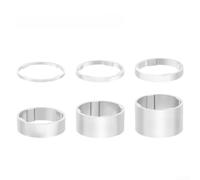 Bicycle Headset Spacers 28.6mm, Aluminium Alloy Stem Spacer Set for Road MTB Folding Bikes, CNC Precision Fork Column Shims, Lightweight &, Multiple Thickness Options(Silvery)