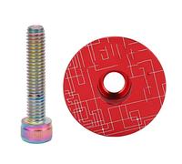 Bicycle Headset Top Cap Aluminum Alloy Mountain Bike Headset Stem Top Cover with Bolts PVD Plating Durable Lightweight Protection for Bicycle Front Fork Headset 31.8mm (Red)