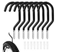 Bicycle Hooks, Pack of 8 Ceiling Bicycle Hooks, Bicycle Storage Hooks, Bicycle Hooks Black, Bicycle Screw Hooks, Ceiling Hooks/Wall Mount Bicycle Hooks for Bicycle Storage, Storage, Garage Bicycle