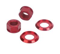 Bicycle Hub Nut M10xP1.0 Aluminum Alloy 2PCS, Replacement Wheel Hub Nut Screw for Fixed Gear and Mountain Bikes - Durable Lightweight, Easy Installation for Road Bike Maintenance (Red)
