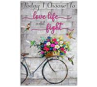 Bicycle Hummingbird Metal Sign Vintage Farm Decor Today I Choose to Love Life and Fight Tin Poster Garden Room Club Wall Decoration Plaque 8x12 Inch