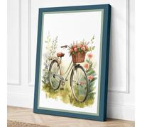 Bicycle in Bloom Vintage Canvas Wall Art Print 24x16 Inch (61 x 41 cm)