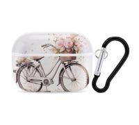 Bicycle in The Rain AirPods Pro 2 Case Cover, Shockproof Hard Shell Protective Case for Women Men, Compatible with Airpod Pro Case 2nd/1st Generation with Keychain-White