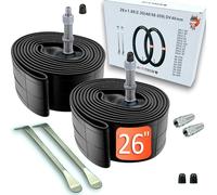 Bicycle Inner Tube 26 Inch DV 40 mm | 26x1.75 26x1.9 26x2.0 26x2.1 26x2.25 | Dunlop Valve Flash Valve Classic | City Touring Bike Trekking | Set of 2 Including Mounting Lever