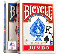 Bicycle Jumbo Standard index Playing Cards, 2 Poker Decks, Red & Blue, Air Cushion Finish, Professional, Superb Handling & Durability